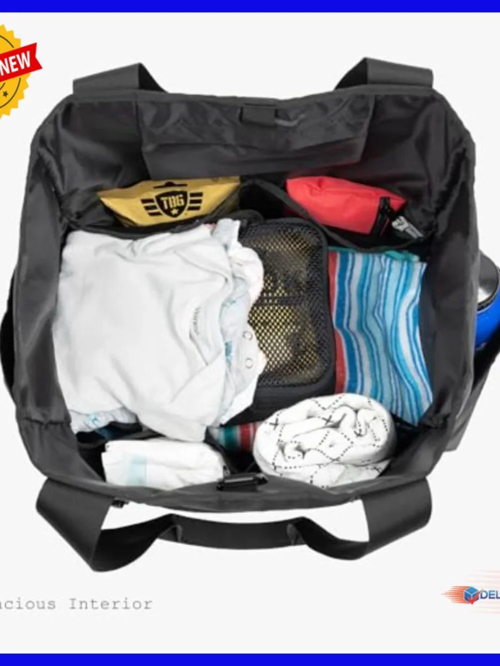 Water-Resistant Tote Diaper Bag with 8 Pockets, 31L Capacity - Picture 4 of 7